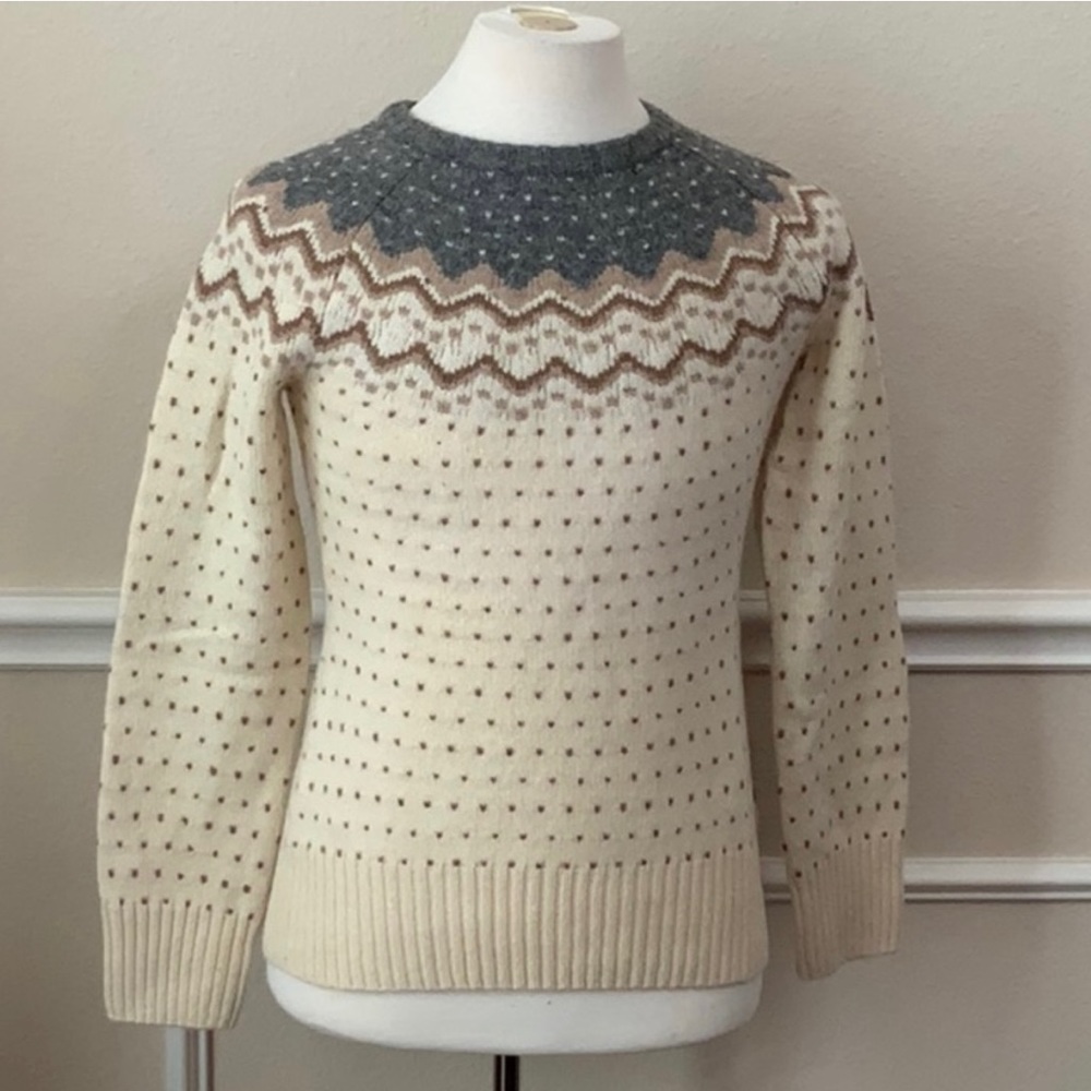 Fjallraven OVIK knit 100% wool beige tan ivory sweater